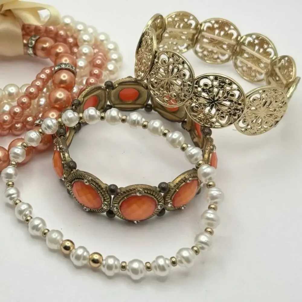 Y2K Gold & Orange Bracelet Bundle